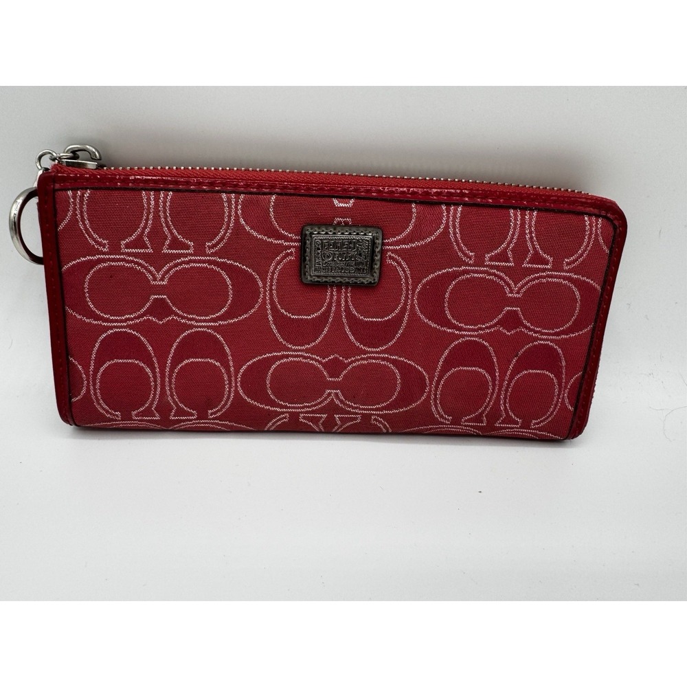 VTG COACH POPPY RED /SILVER GLITTER WALLET LONG ENVELOPE EUC PT2
